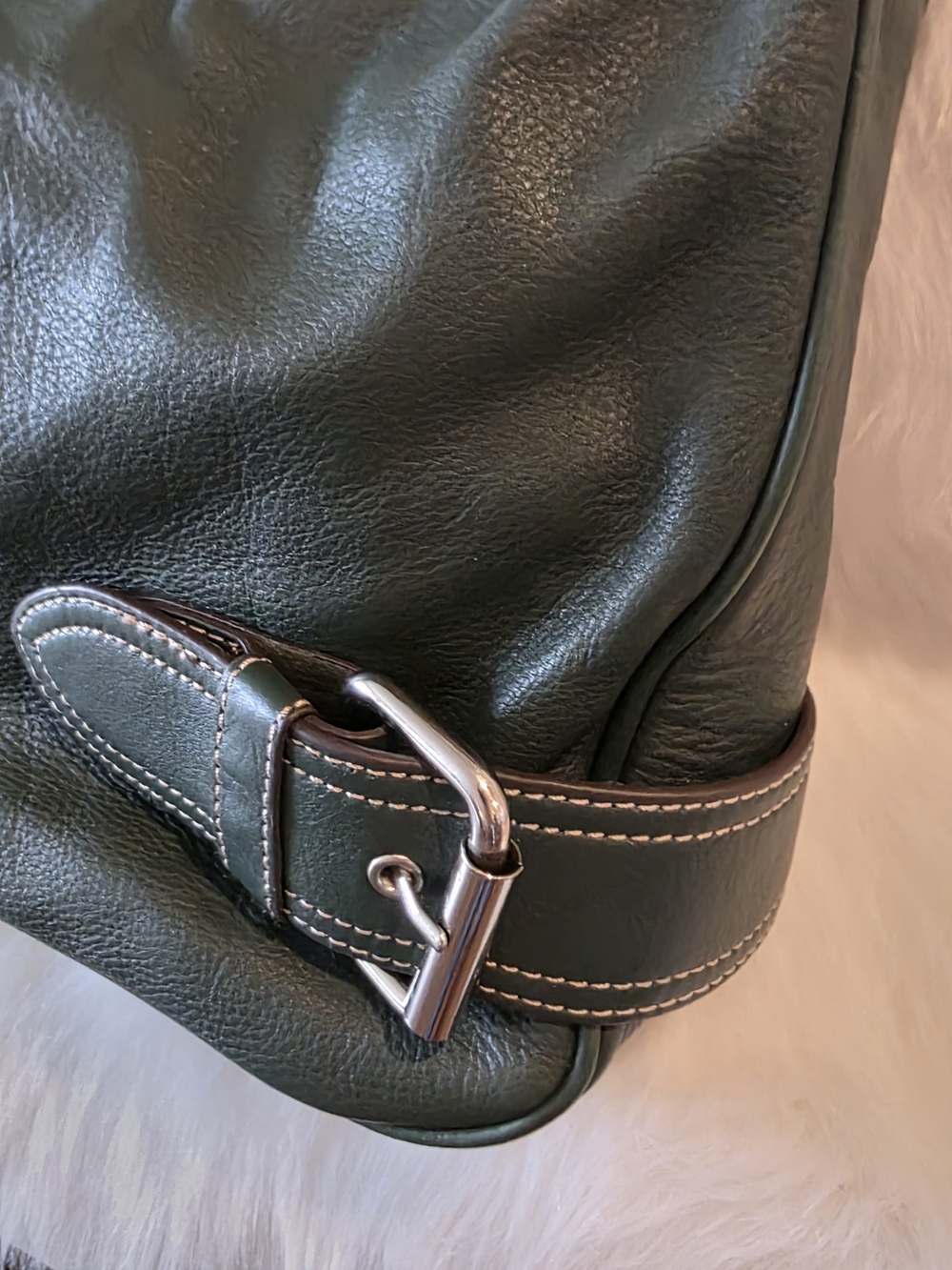 Dark Green Leather Shoulder Bag by Franco Sarto - Picture 3 of 15